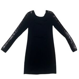 ARMANI EXCHANGE Vintage mini long sleeve black dress with black sequins sleeves